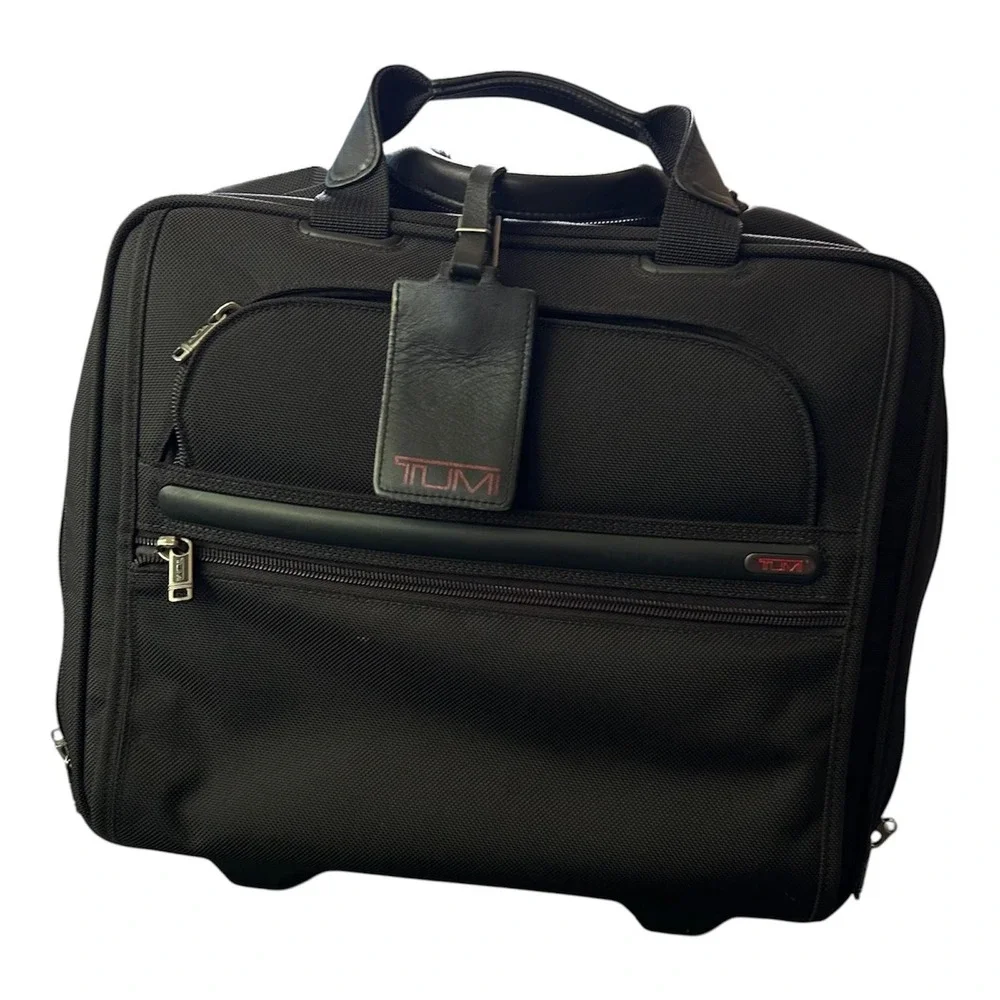 TUMI Alpha Wheeled Compact Computer Brief Black Ballistic Nylon Rolling 26102